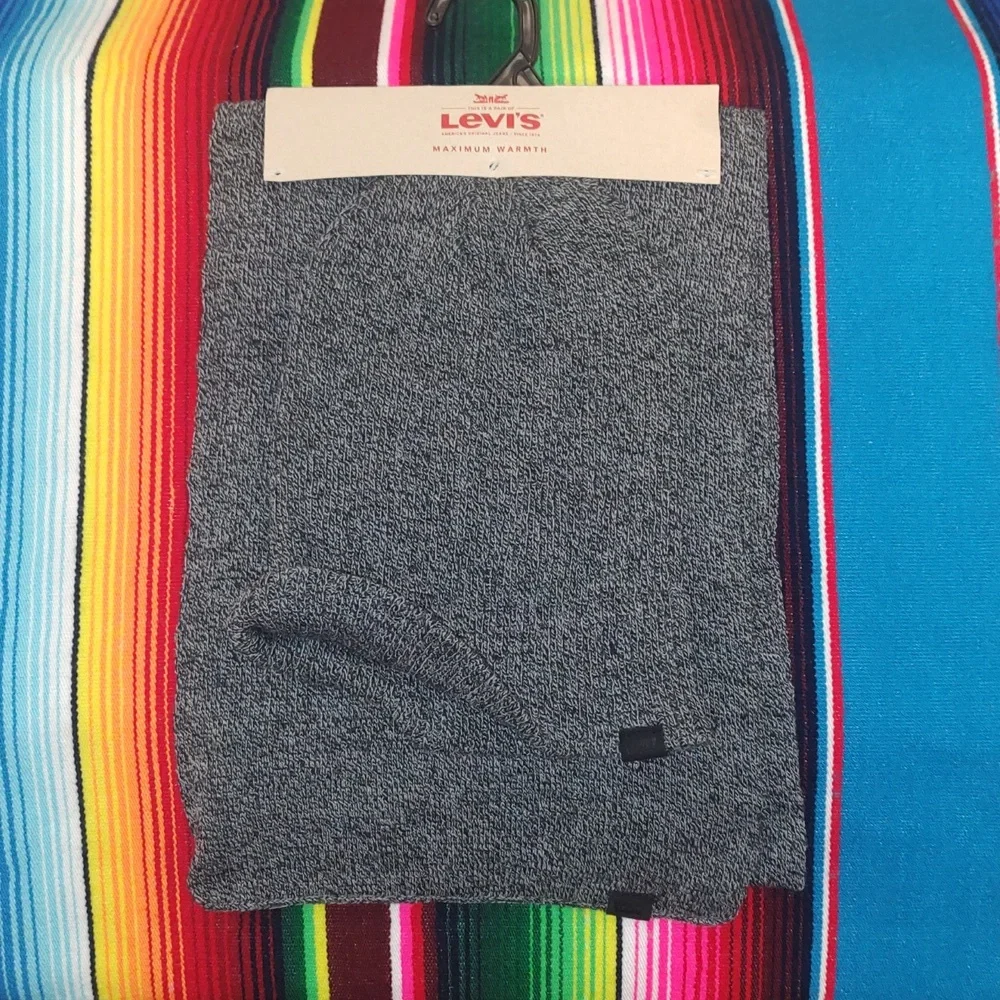 Levi's 2 Piece Beanie Hat & Scarf Set Gray NWT